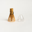 Hario Matcha Tea Gift Set, glass whisk rest and whisk bowl on a white background at Addison West