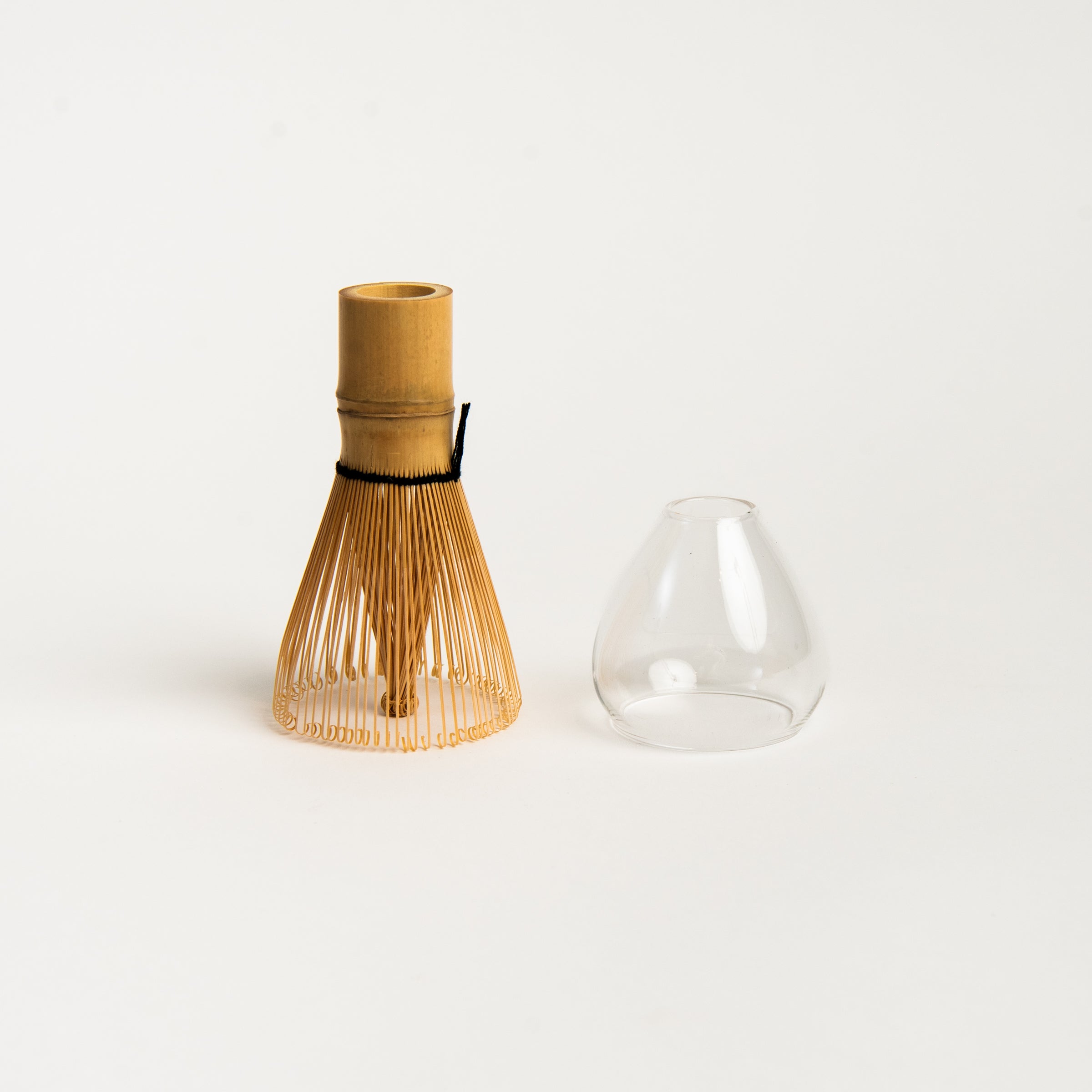 Hario Matcha Tea Gift Set, glass whisk rest and whisk bowl on a white background at Addison West