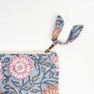 Block Print Pouch in Blue on a white background at Addison West