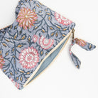Block Print Pouch in Blue on a white background at Addison West