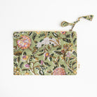Block Print Pouch in Green on a white background at Addison West