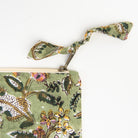 Block Print Pouch in Green on a white background at Addison West