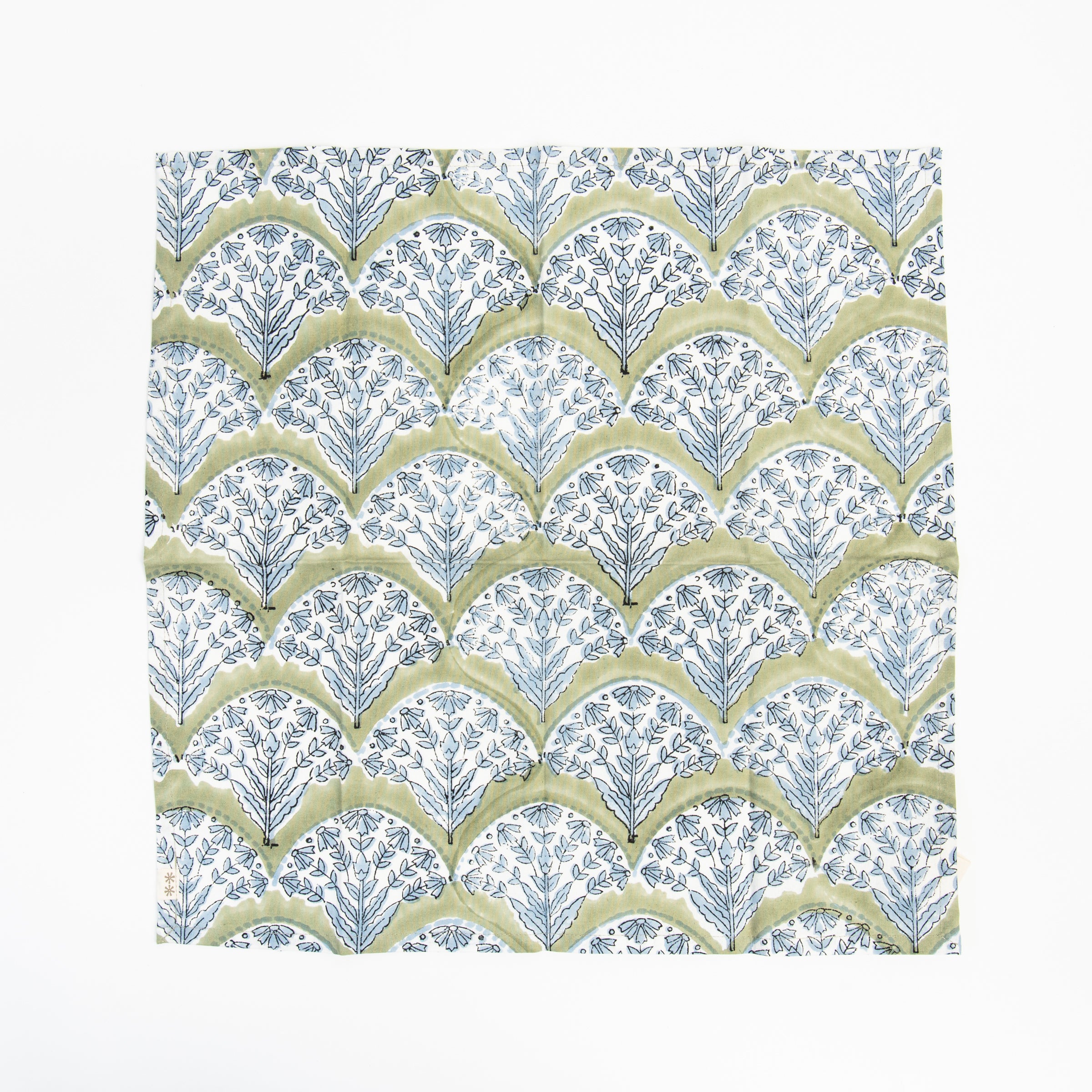 Summer Sage Block Print Napkins, Set of 4 on a white background at Addison West