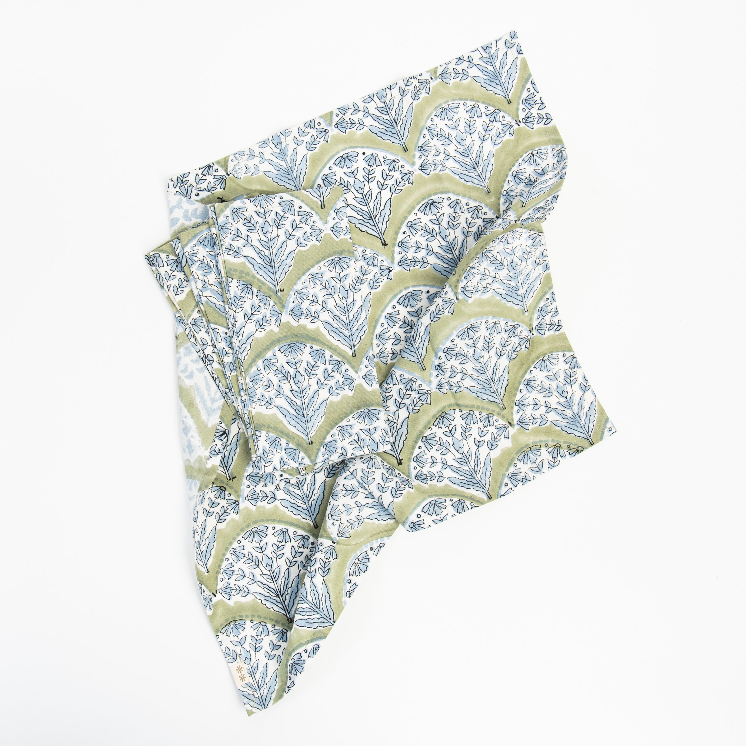 Summer Sage Block Print Napkins, Set of 4 on a white background at Addison West