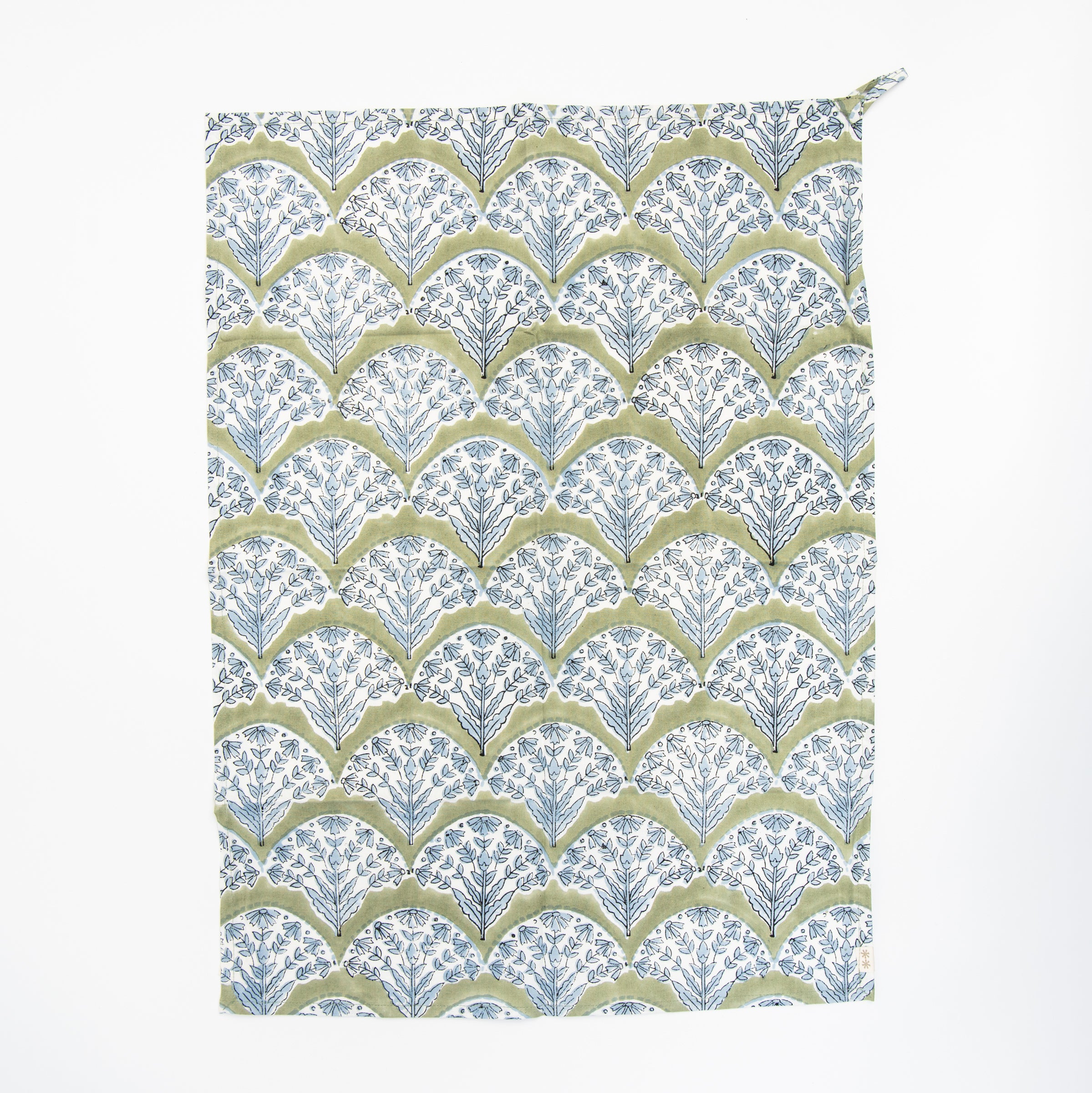 Summer Sage Block Print Tea Towels, Set of 2 on a white background at Addison West