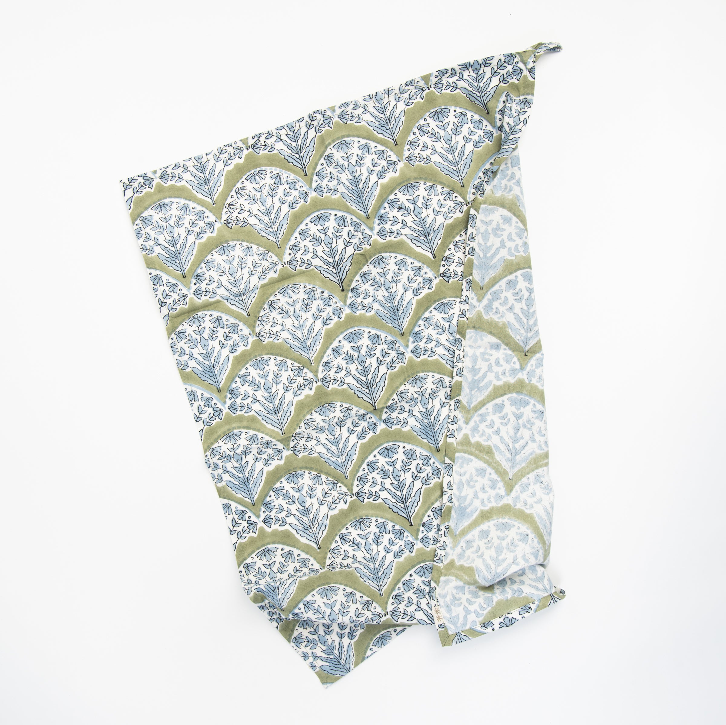 Summer Sage Block Print Tea Towels, Set of 2 on a white background at Addison West