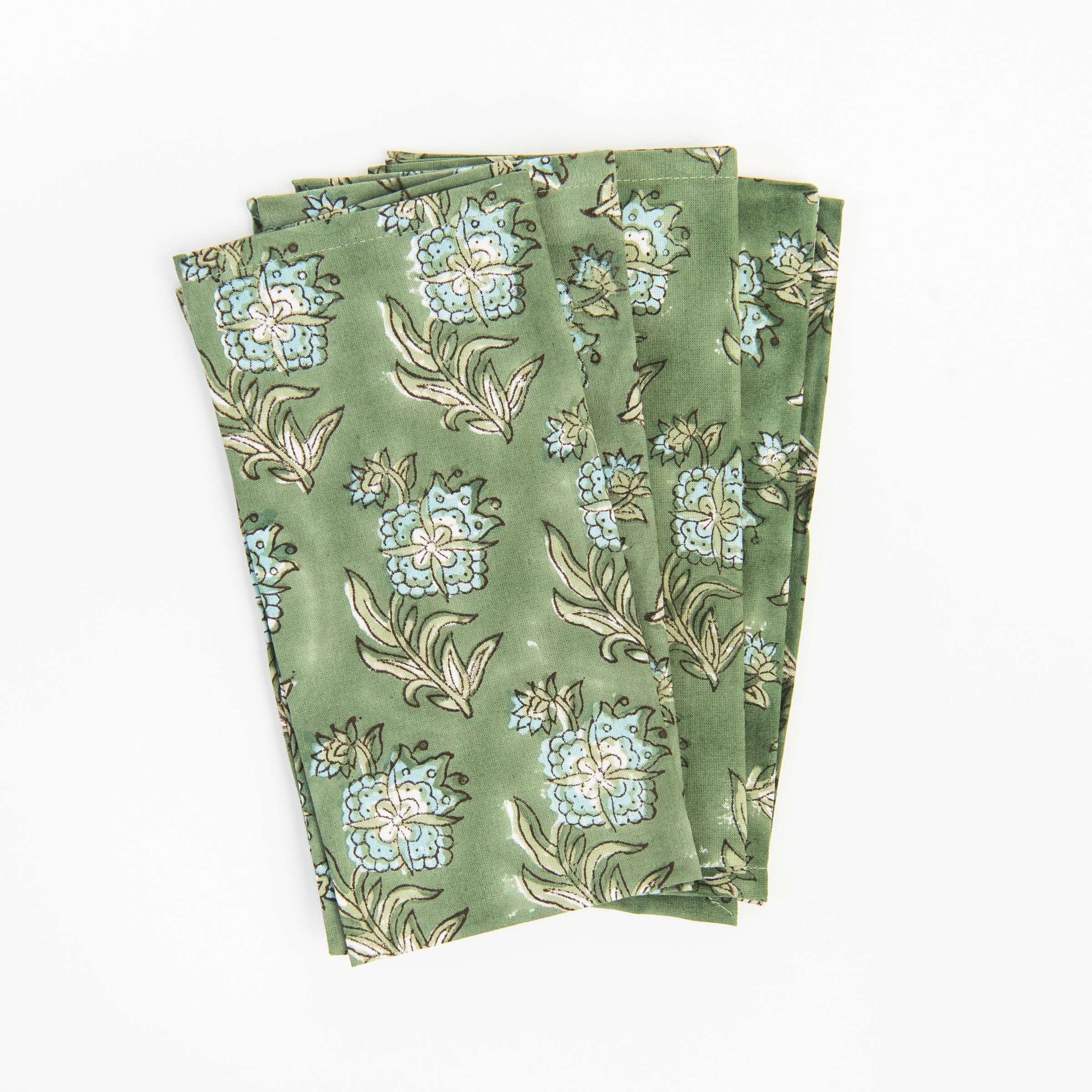 Elowen Block Print Napkins, Set of 4 on a white background at Addison West
