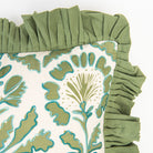 Sage Marigold Ruffle Pillow on a white background at Addison West
