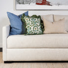 Pinstripe Linen Lumbar Pillow on a sofa at Addison West