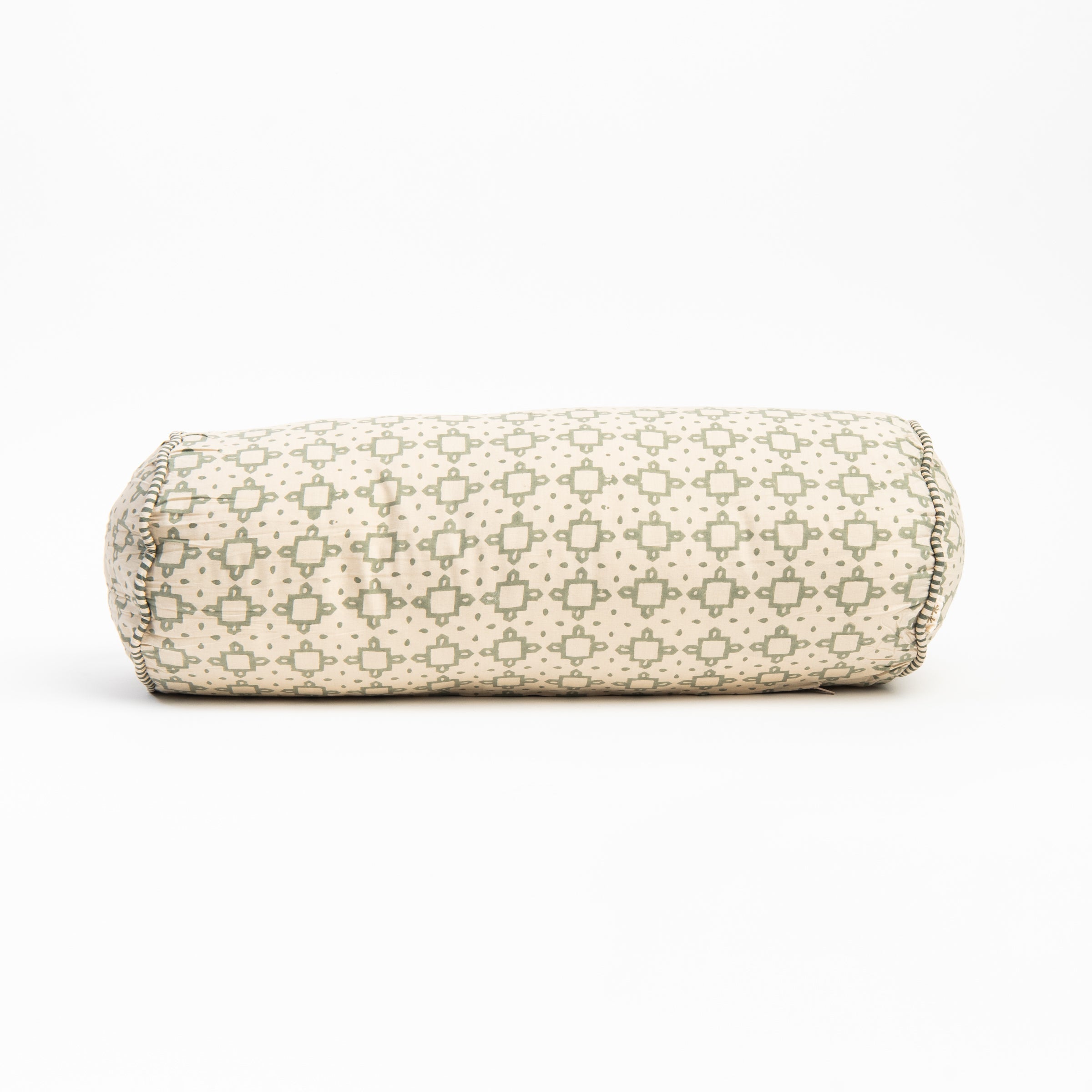 Kiran Block Print Bolster on a white background at Addison West