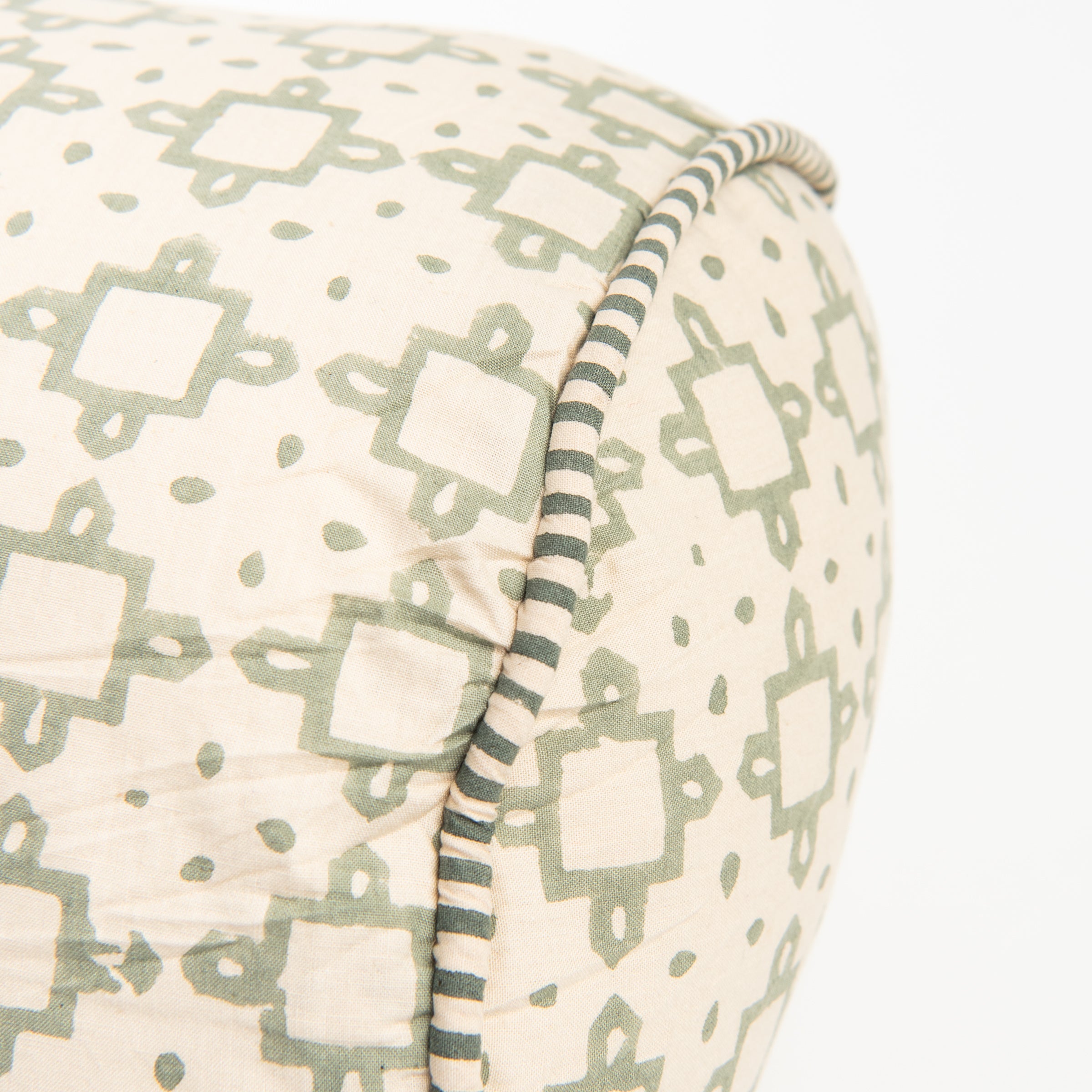Kiran Block Print Bolster on a white background at Addison West
