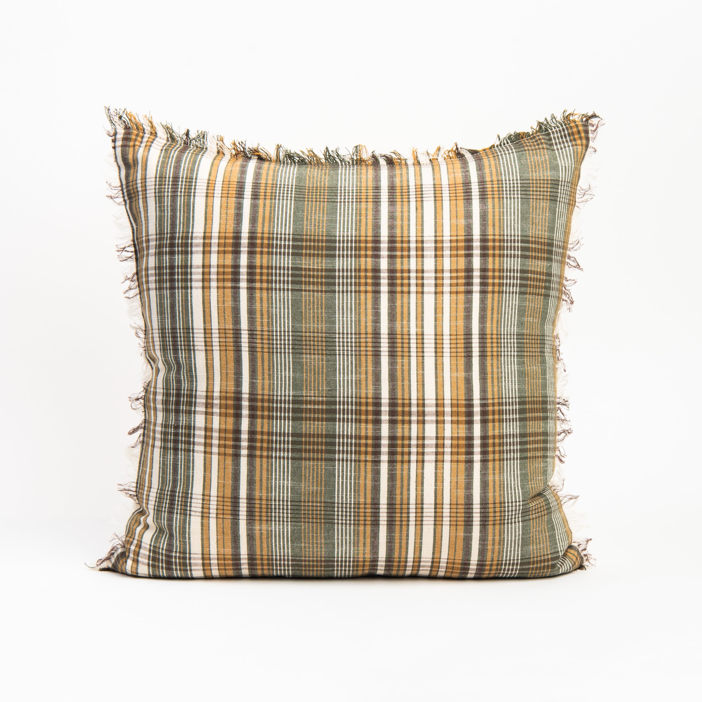 Herbalist Plaid Throw Pillow on a white background at Addison West