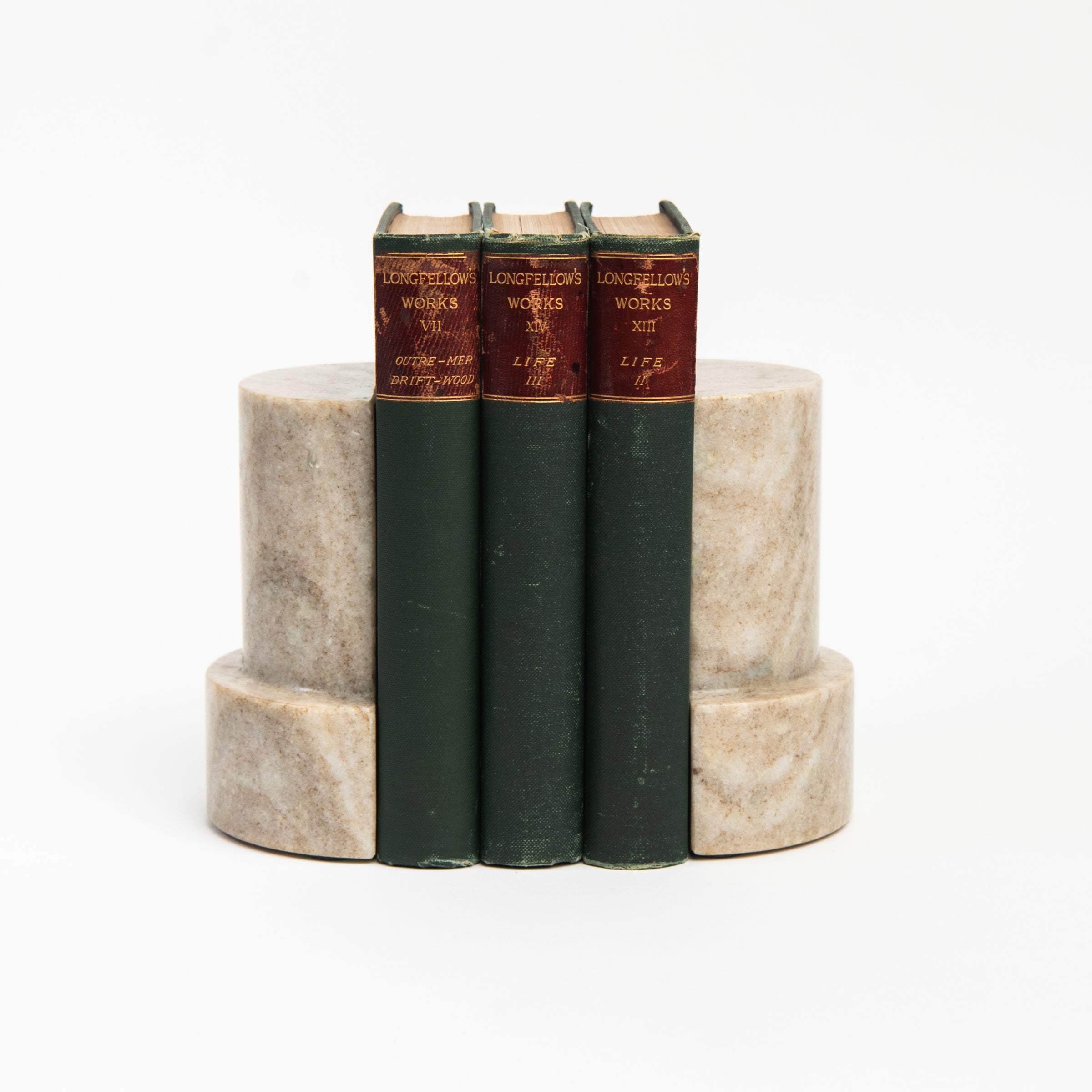 Marble Column Bookends on a white background at Addison West