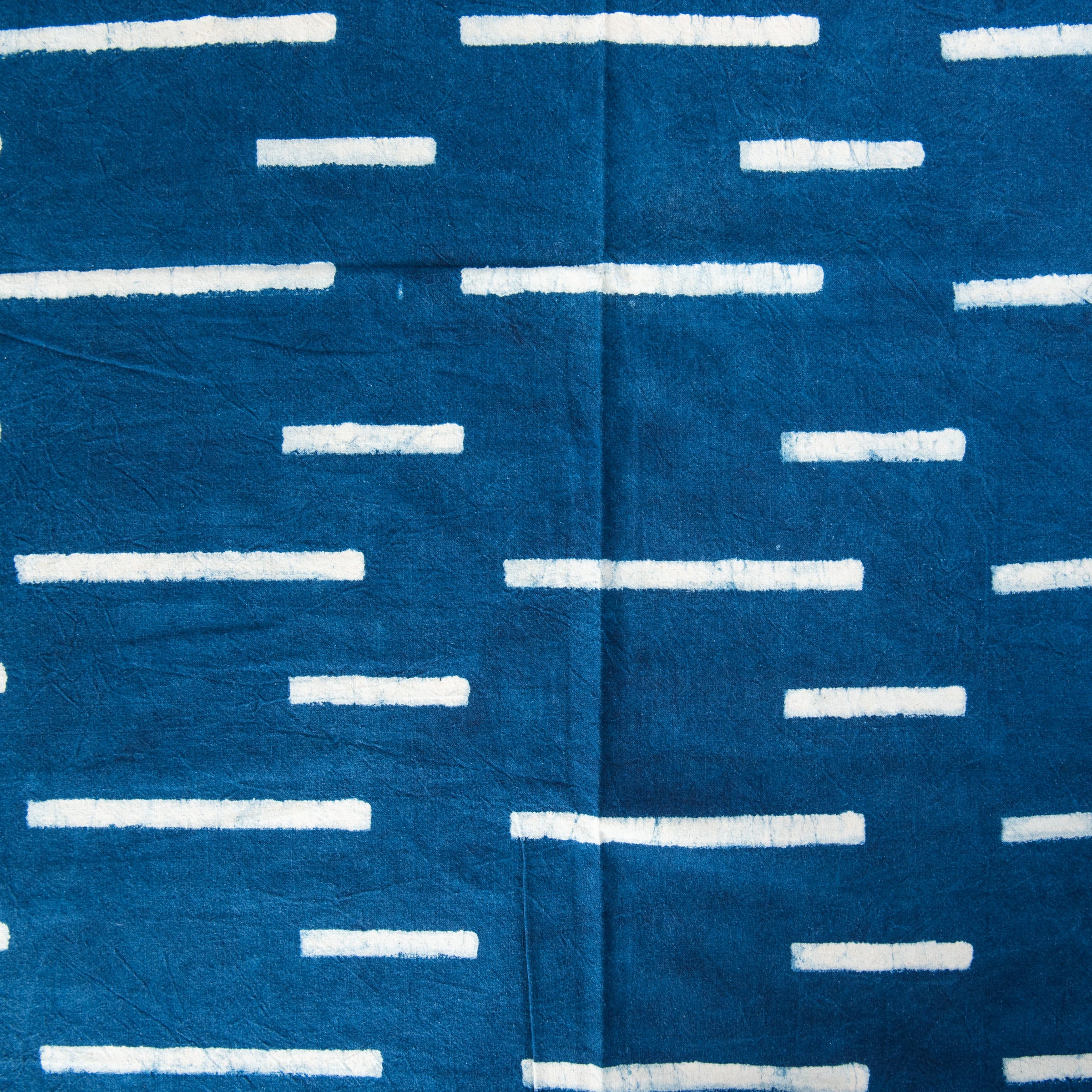 Indigo Block Print Tablecloth, 60" x 104" on a table at Addison West