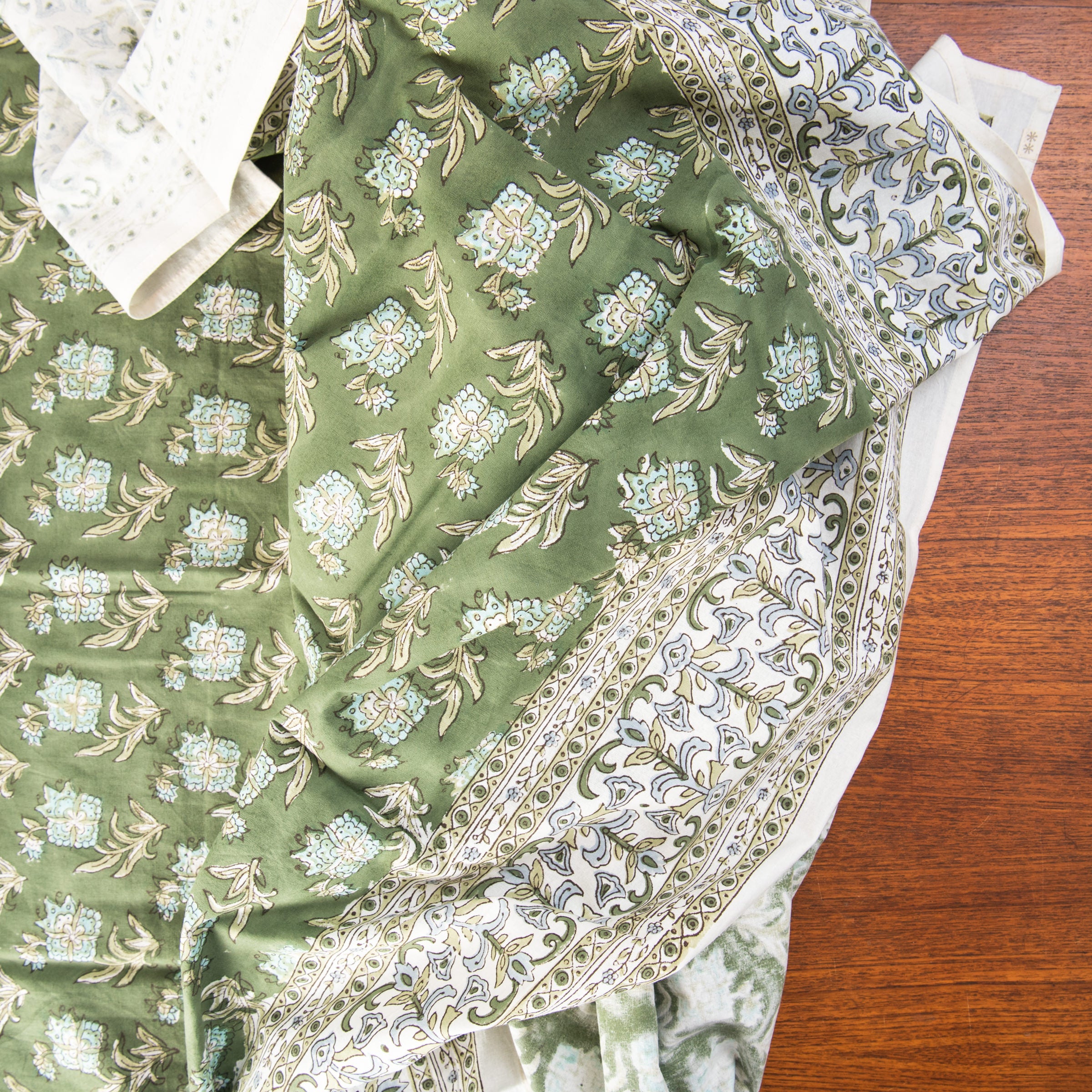 Elowen Block Print Tablecloth on a table at Addison West