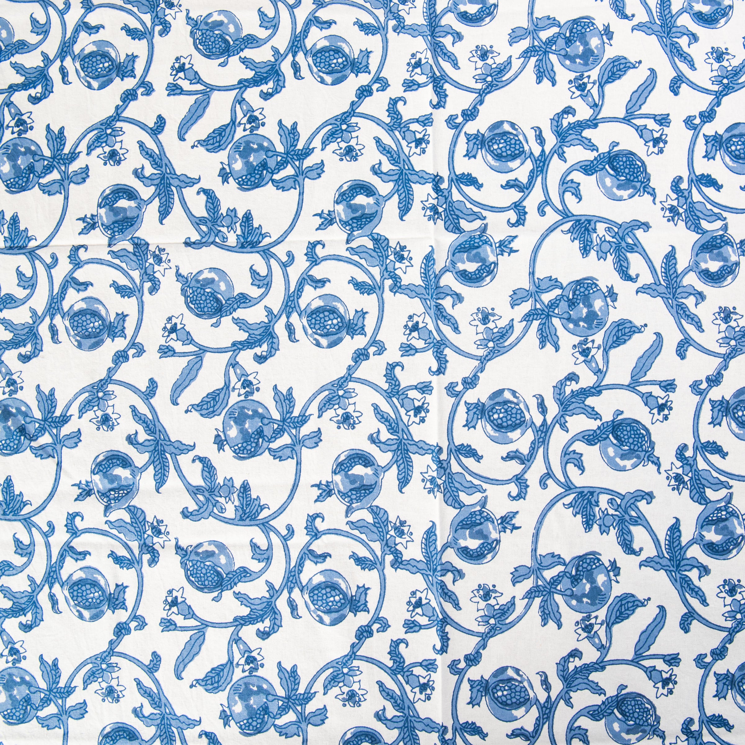 Granada Cornflower Tablecloth on a table at Addison West