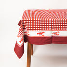 Lobster Blockprint Tablecloth, 60" x 90" on a table at Addison West
