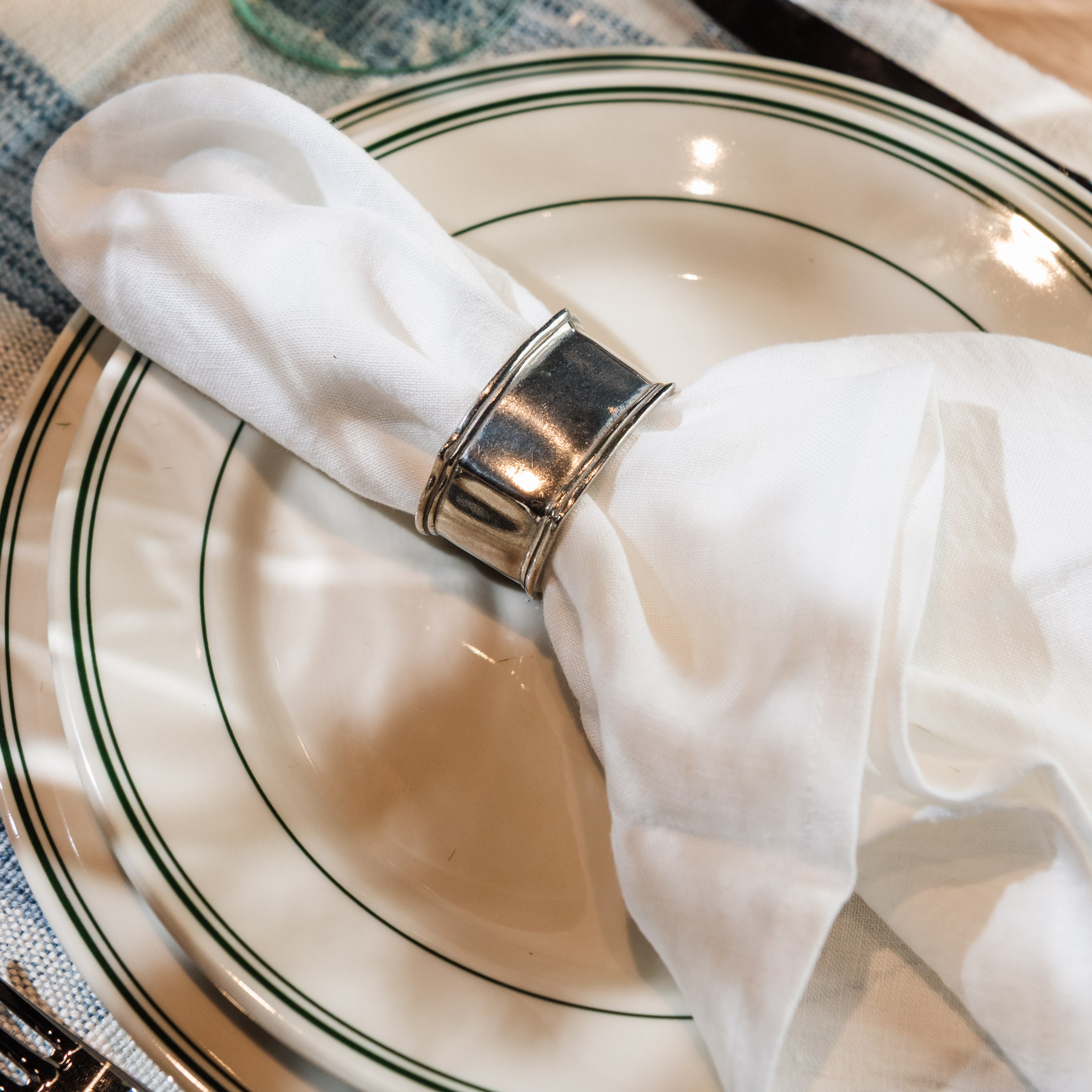 Classic Pewter Napkin Rings, Set of 4 table at Addison West