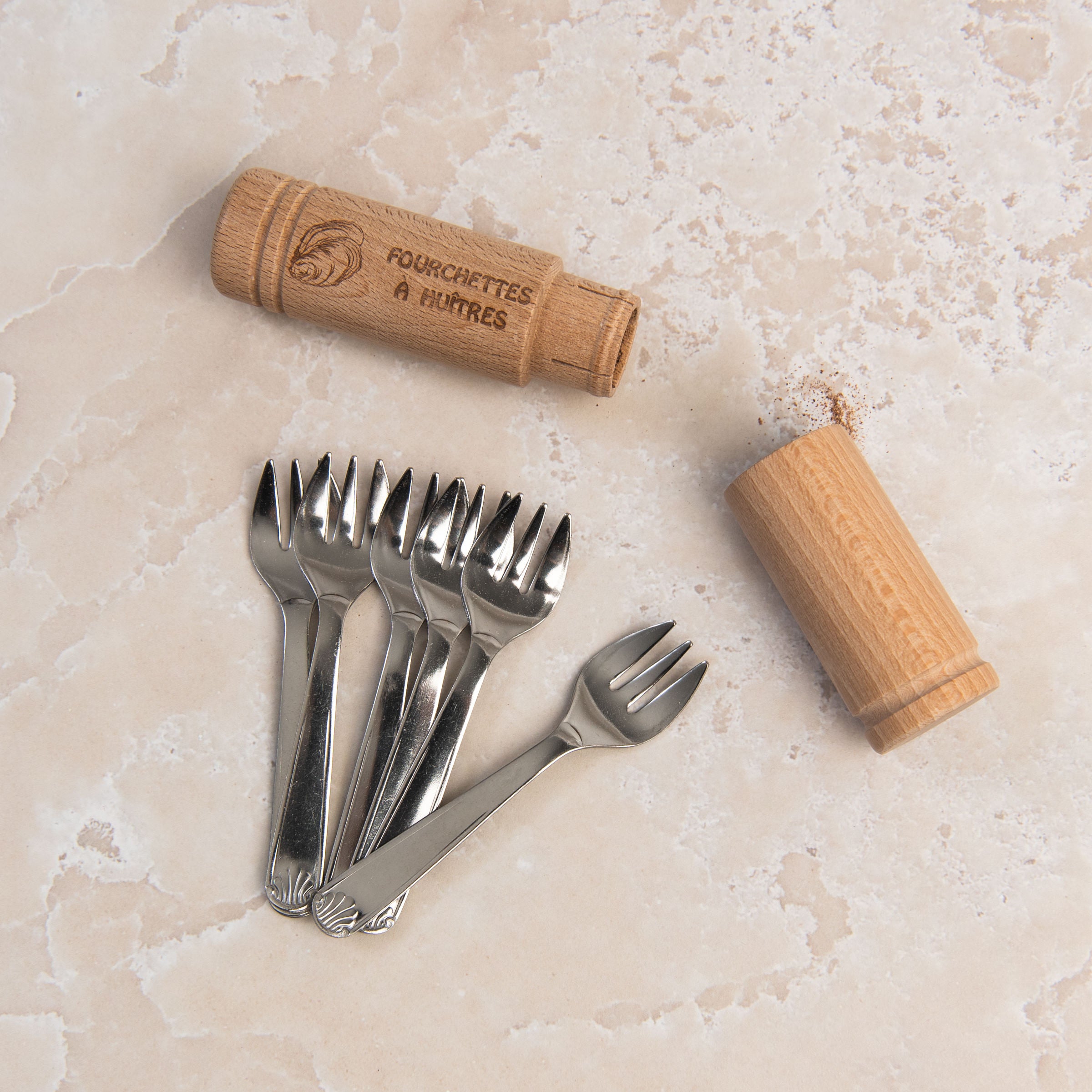 French Oyster Forks, Set of 6 on a table at Addison West