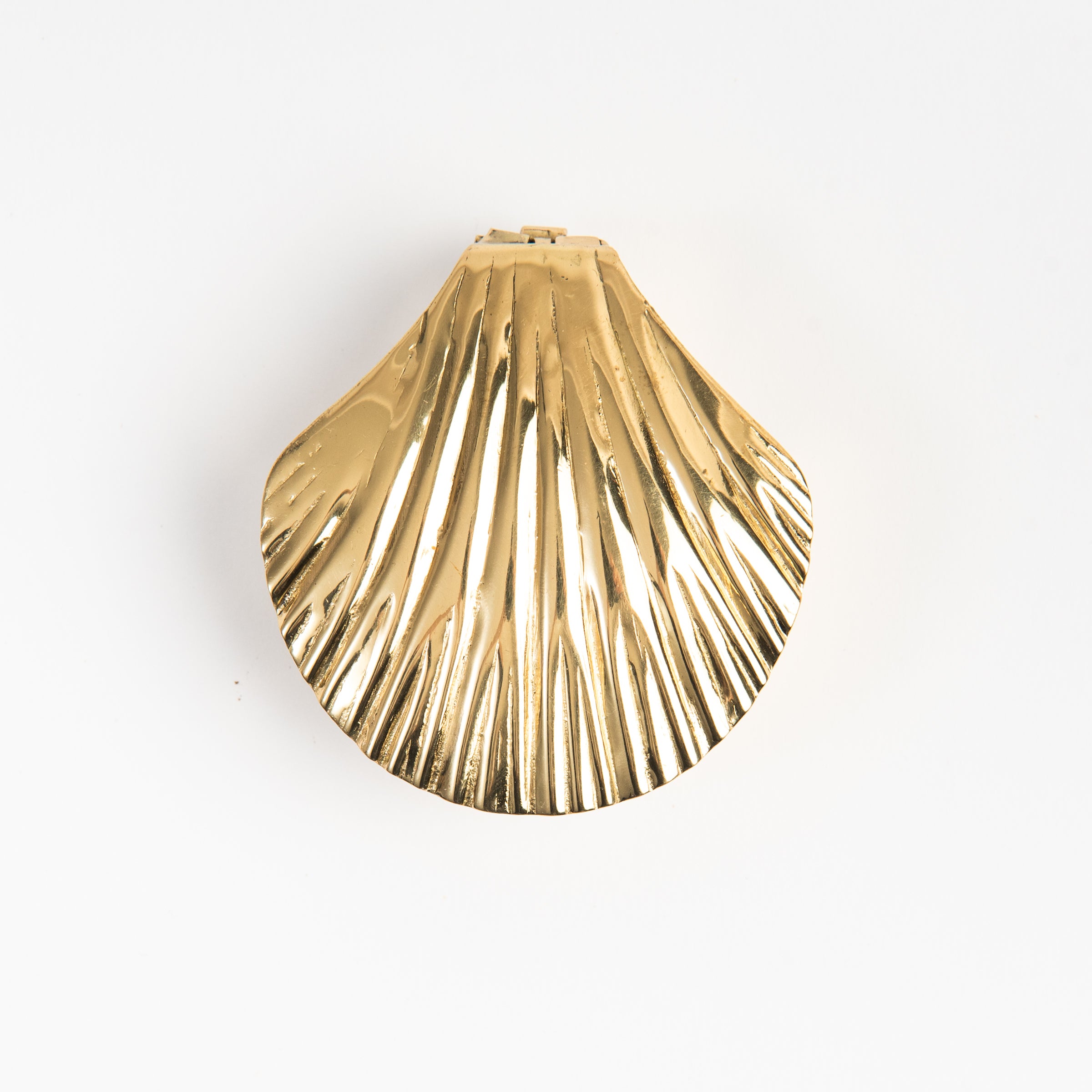 Antiqued Brass Sea Shell Trinket Box on a white background at Addison West
