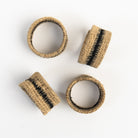 Black Seagrass Napkin Rings, Set of 4 on a white background at Addison West