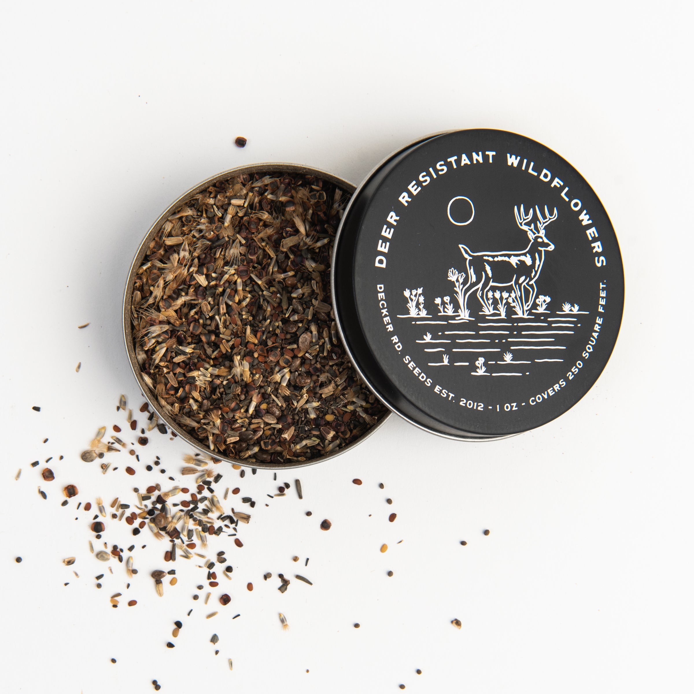 Wildflower Seeds 'Deer Resistant Mix' Tin on a white background at Addison West