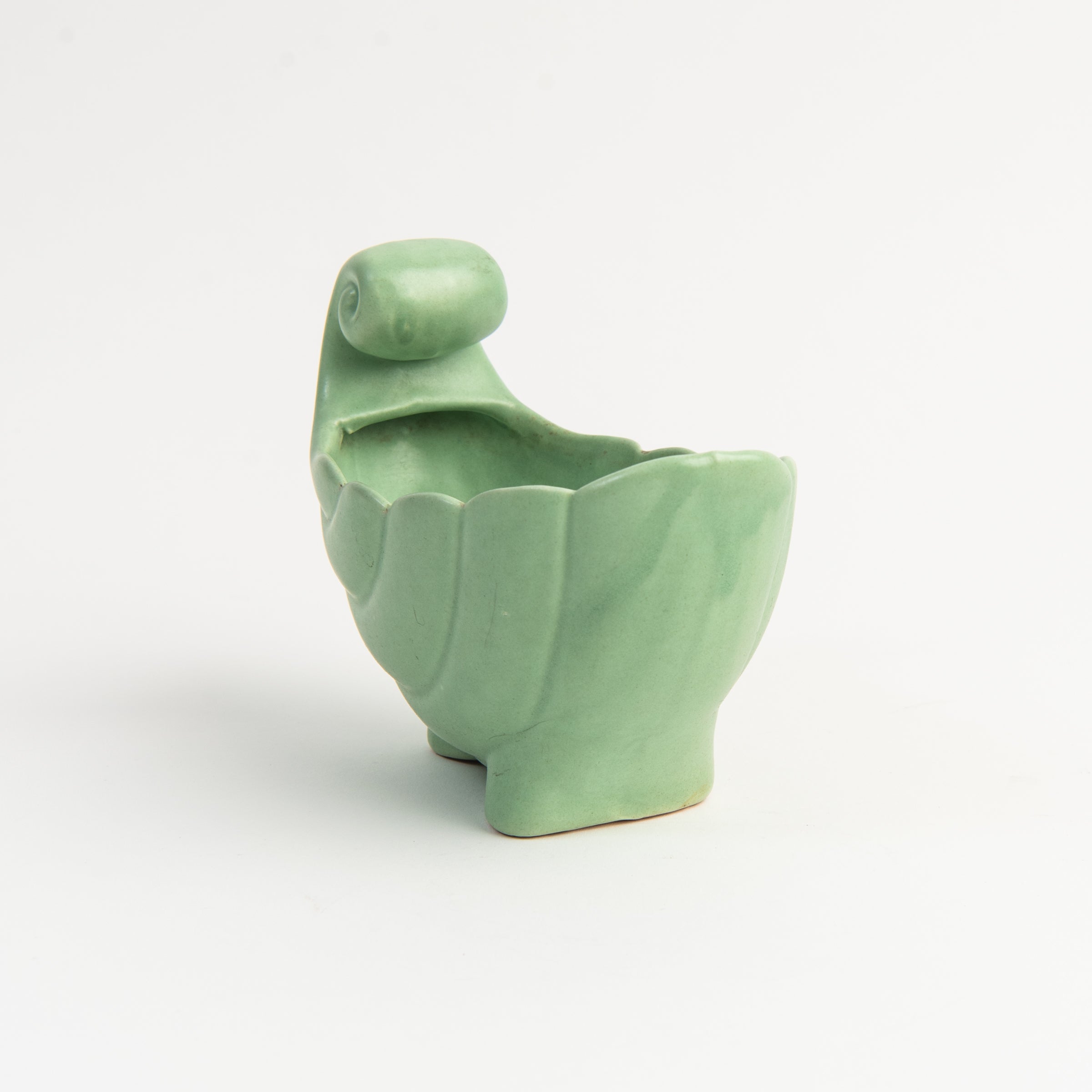 Vintage Mint Pottery Vase on a white background at Addison West