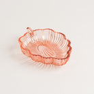 Vintage 30s Glass Leaf Dish in Blush on a white background at Addison West