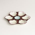 Vintage Seaweed Glaze Oyster Plate on a white background at Addison West