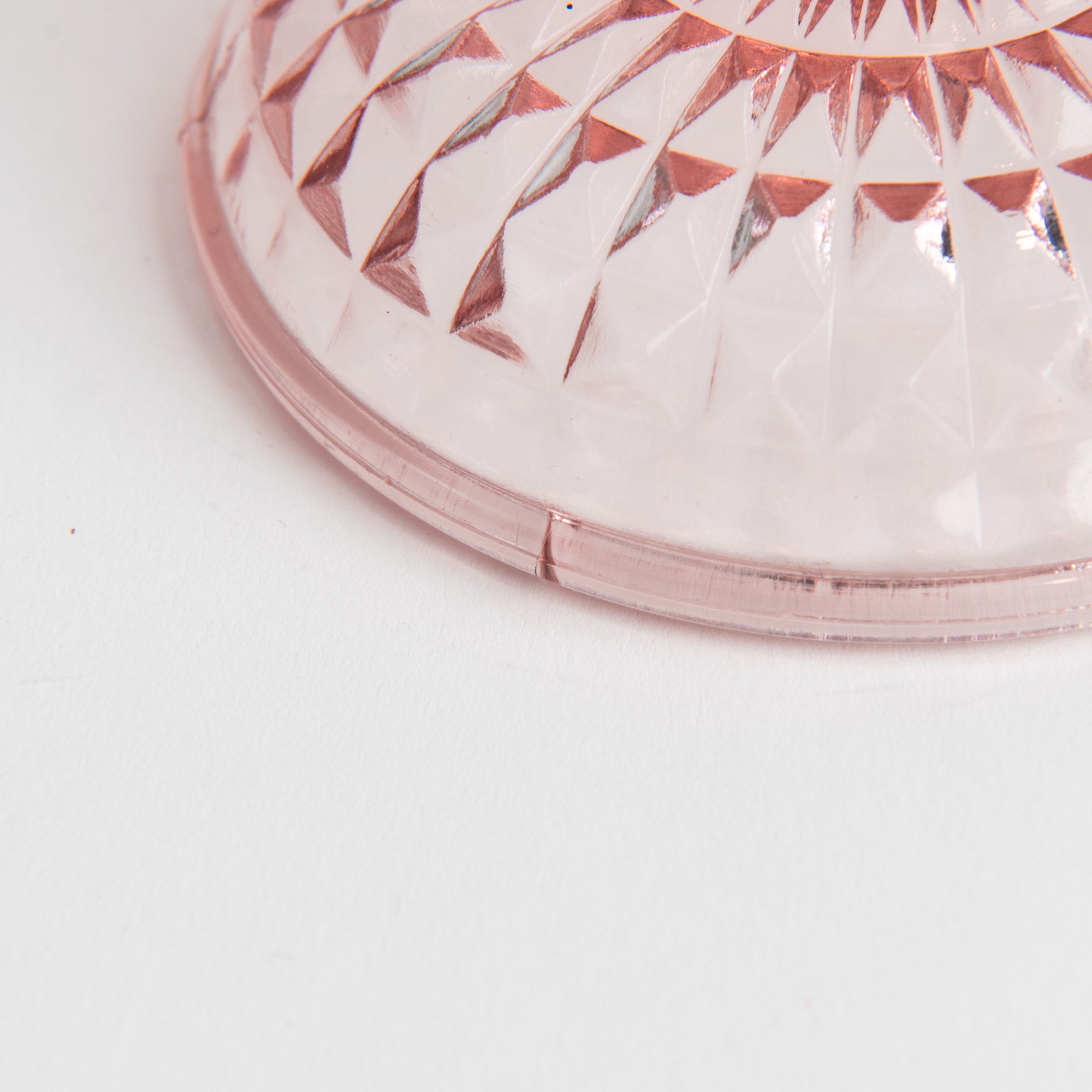 Vintage Blush Pressed Glass Candle Holders, Set of 2 on a white background at Addison West