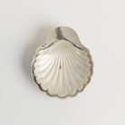 Vintage French Silver Shell Tray with Glass Insert on a white background at Addison West