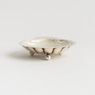 Vintage French Silver Shell Tray with Glass Insert on a white background at Addison West