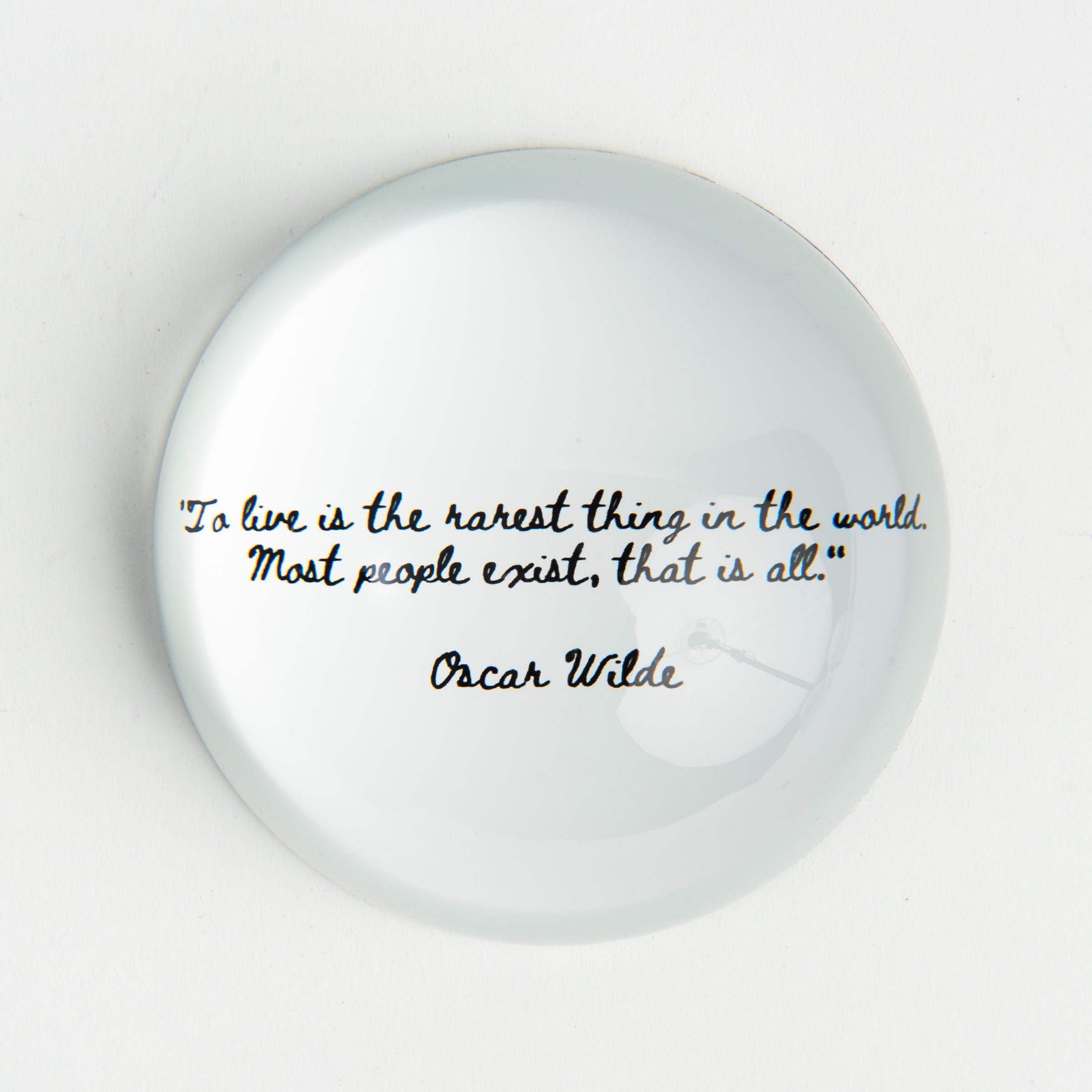 Oscar Wilde Quote Paperweight on a white background at Addison West