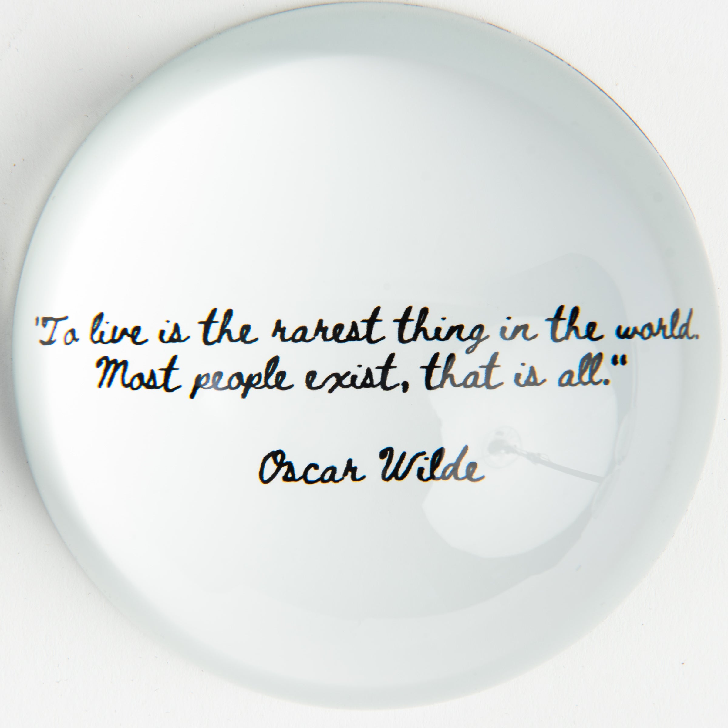 Oscar Wilde Quote Paperweight on a white background at Addison West