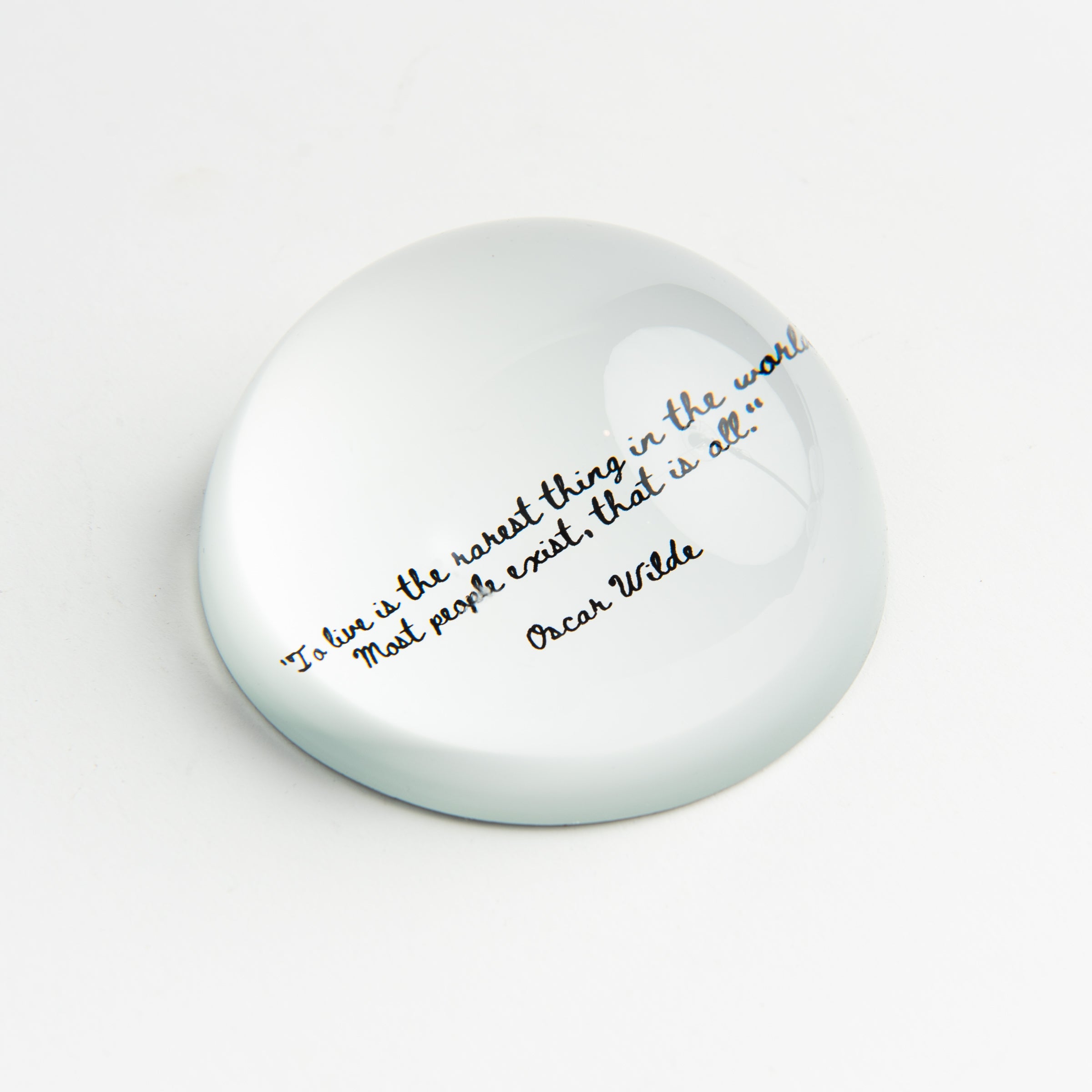 Oscar Wilde Quote Paperweight on a white background at Addison West