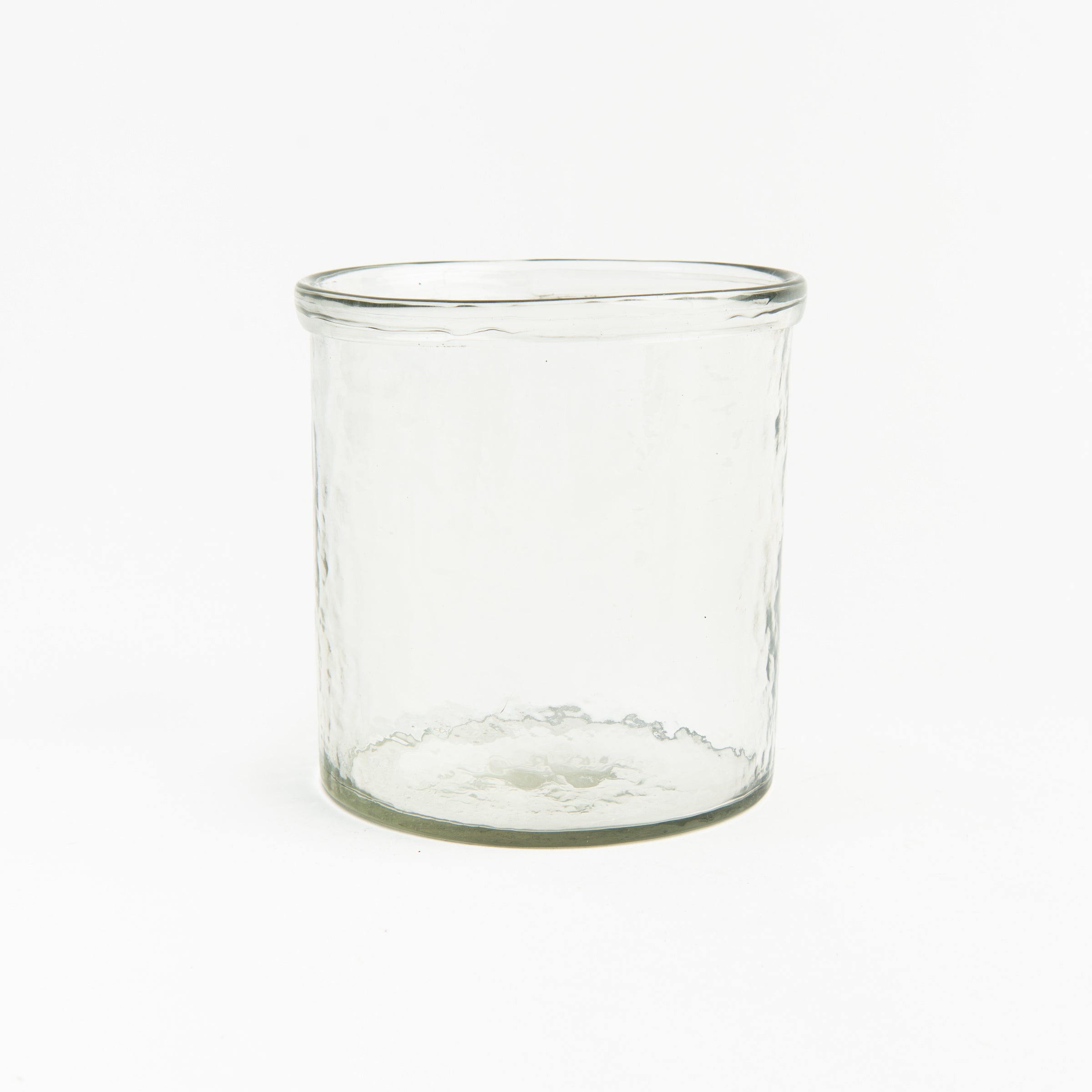 Banded Glass Cylinder vase hurricane on a white background at Addison West
