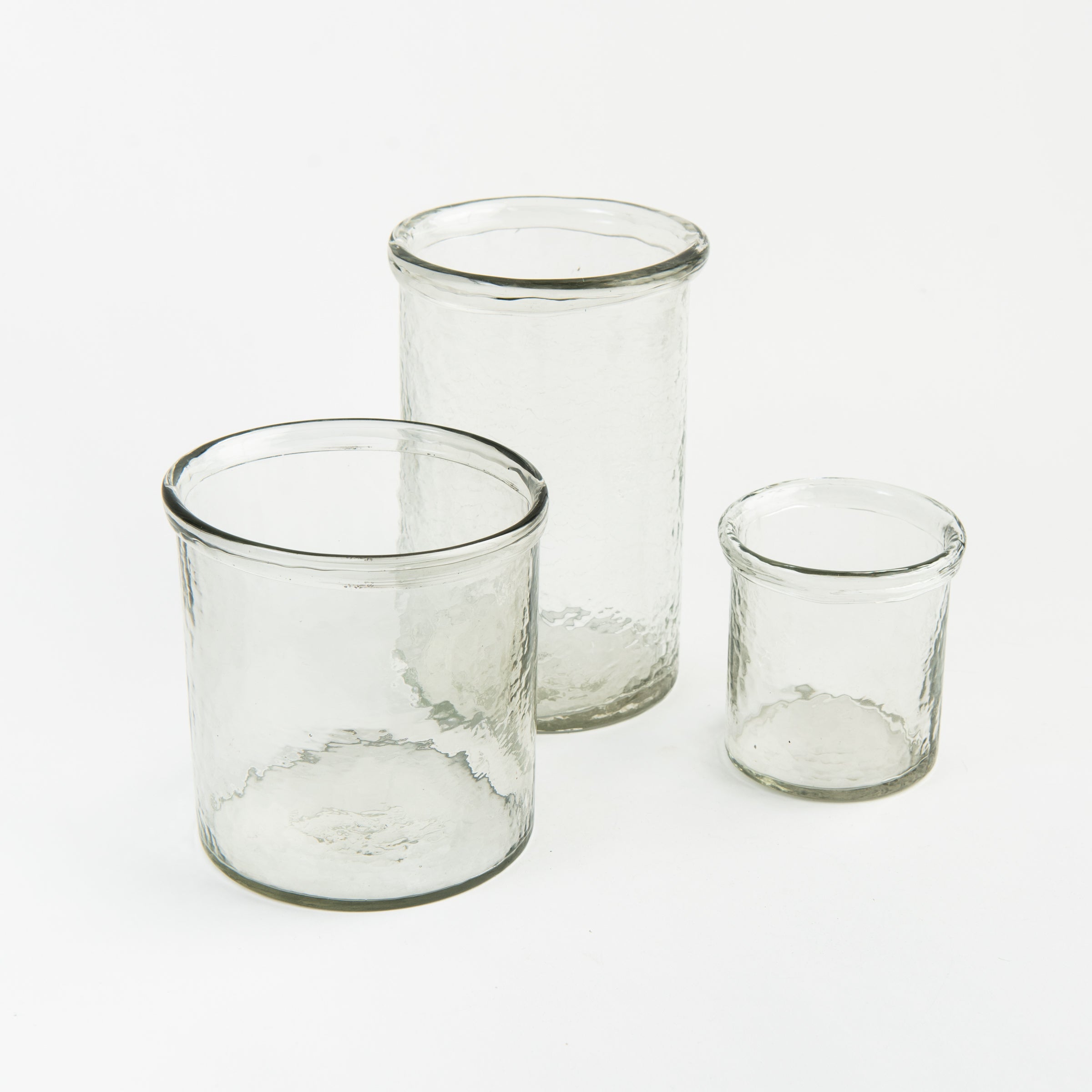 Banded Glass Cylinder vase hurricane on a white background at Addison West