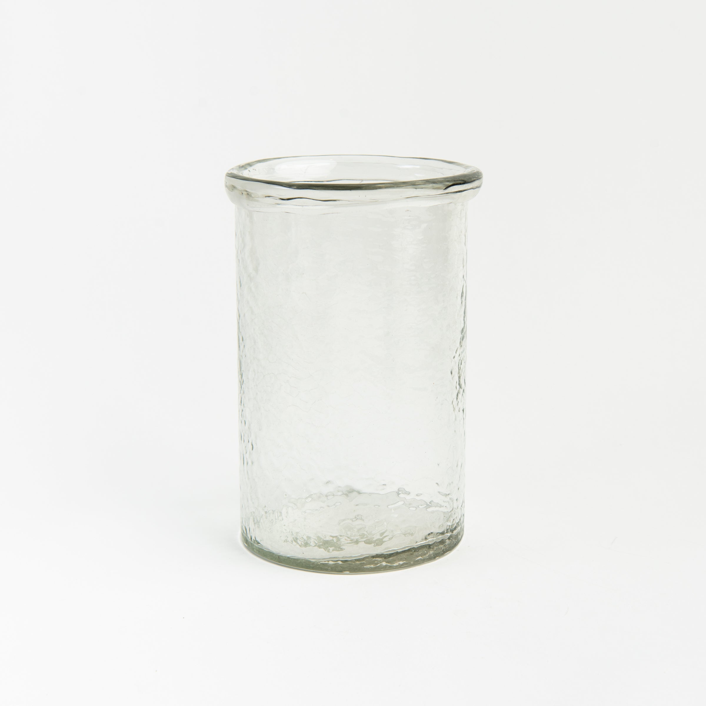 Banded Glass Cylinder vase hurricane on a white background at Addison West