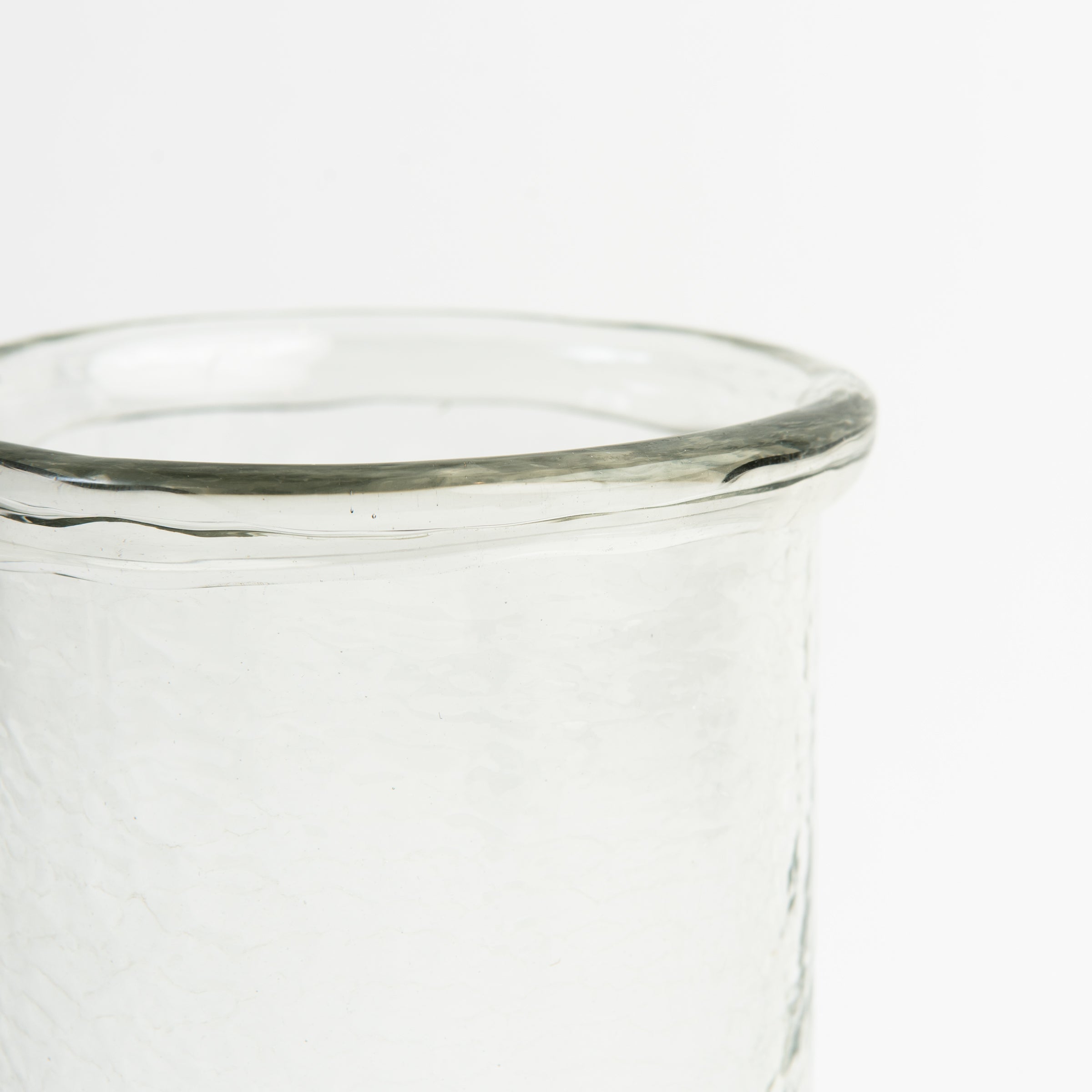 Banded Glass Cylinder vase hurricane on a white background at Addison West