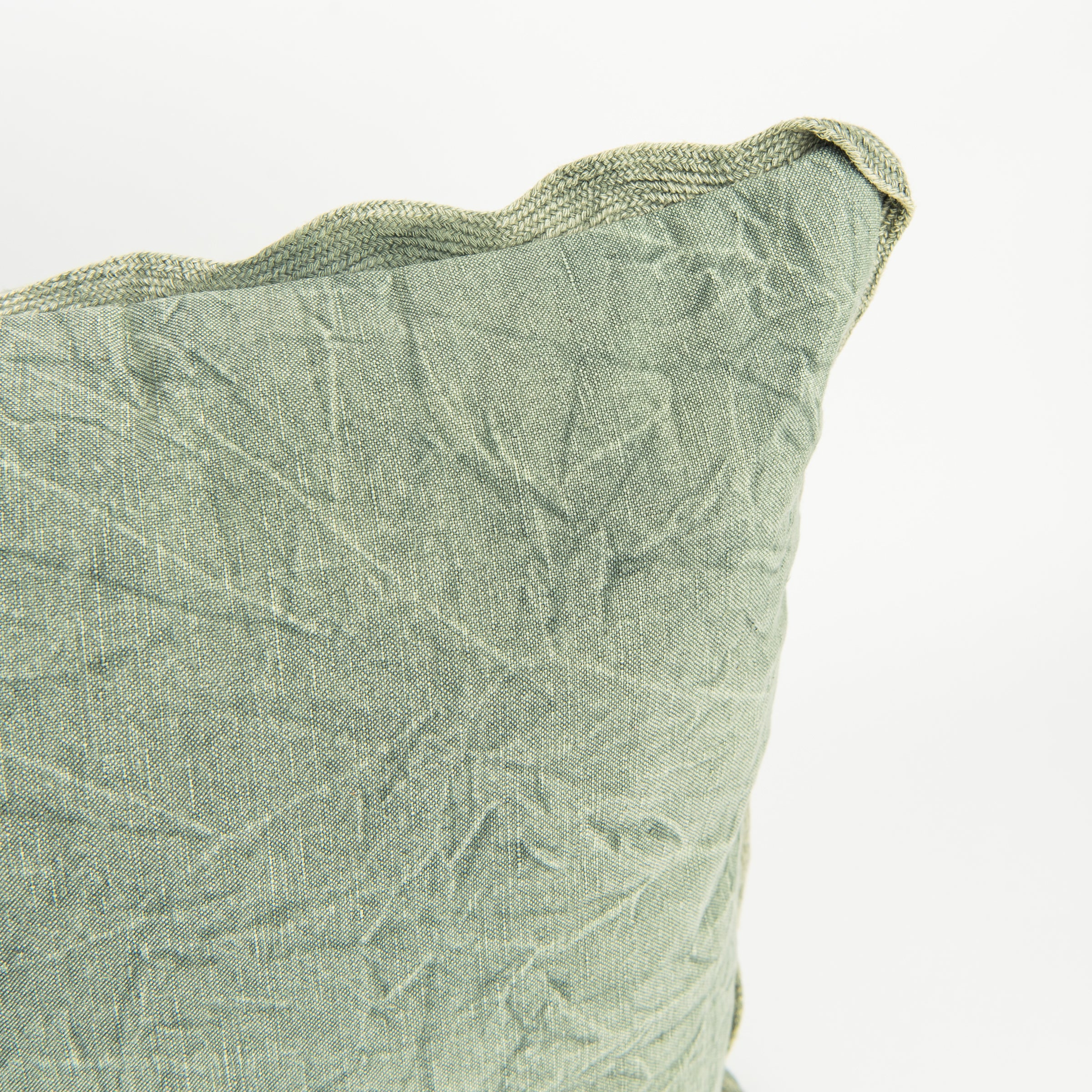 Scalloped Sage 20" Pillow on a white background at Addison West