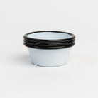 Vintage Enamelware Ramekin, Black Rim on a white background at Addison West