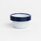Vintage Enamelware Ramekin, Blue Rim on a white background at Addison West