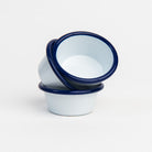 Vintage Enamelware Ramekin, Blue Rim on a white background at Addison West