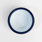Vintage Enamelware Ramekin, Blue Rim on a white background at Addison West