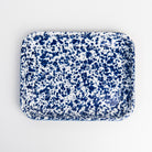 Cobalt Swirl Enamelware Quarter Sheet Tray on a white background at Addison West