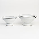White Enamelware Colander on a white background at Addison West