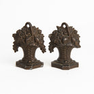 Vintage Cast Iron Flower Bookends on a white background at Addison West