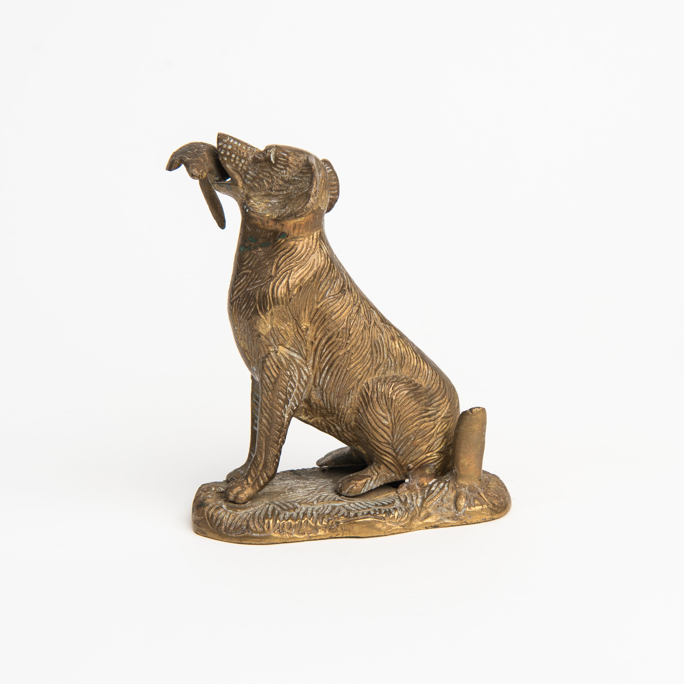 Vintage Brass Hunting Dog on a white background at Addison West
