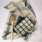 Midnight Blue Canyon Woven Dishtowel, Set of 4 on a table at Addison West
