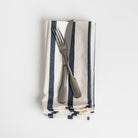 Denim Blue Striped Napkins, Set of 4 on a white background at Addison West